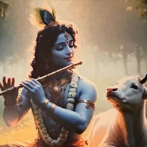 Divine Blue Krishna Art Print. USA Made. Postcard unused.Brand new mailer.